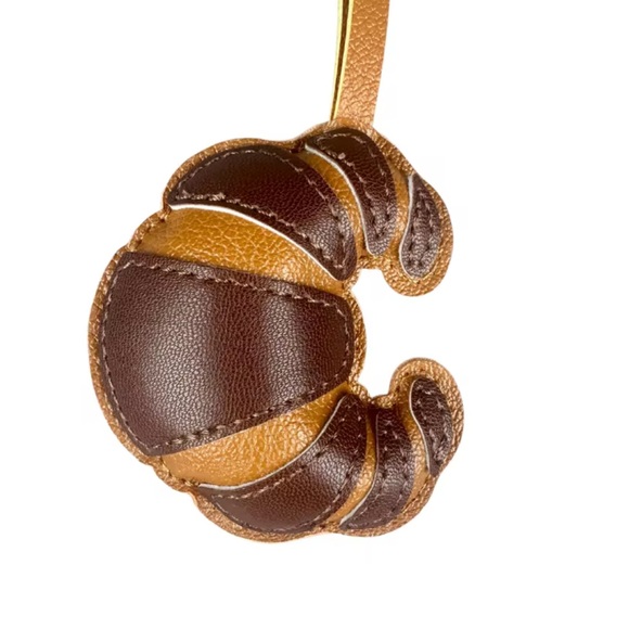 Hand Crafted Handbags - Croissant Bag Charm - CHOCOLATE BROWN